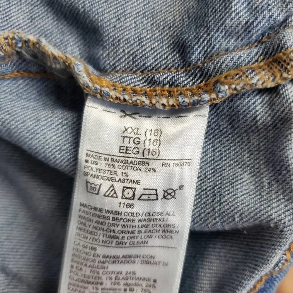 Old Navy Girls Jean Jacket Size XXL (16) Blue Denim Button Front Pockets Stretch